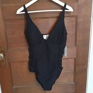 New low-cut black one-piece bathing suit, US 12
